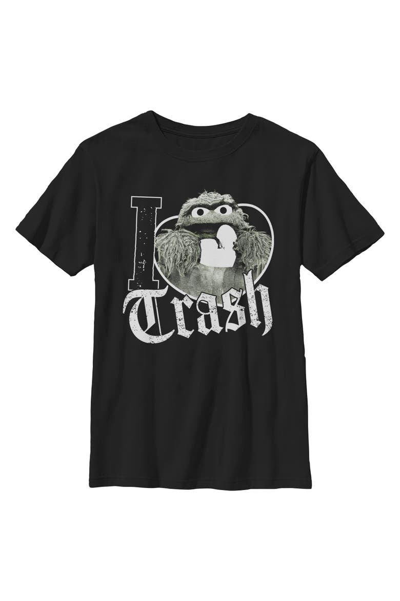 Boys Sesame Street I Love Trash Oscar the Grouch T Shirt, Main, color, Black