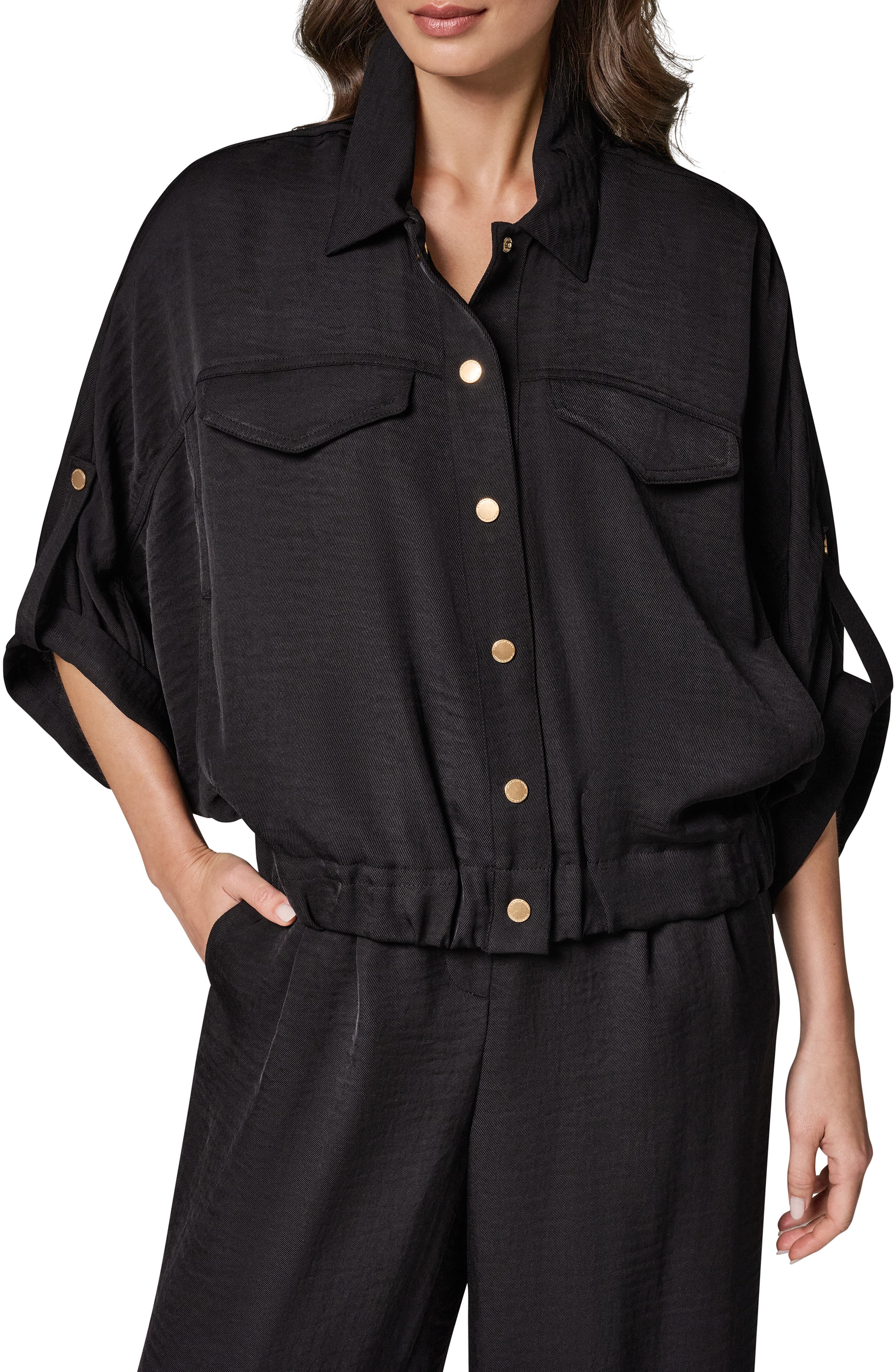 Dolman Roll Tab Front Button Top