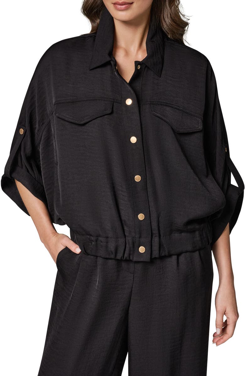 Donna Karan New York Dolman Roll Tab Front Button Top, Main, color, 