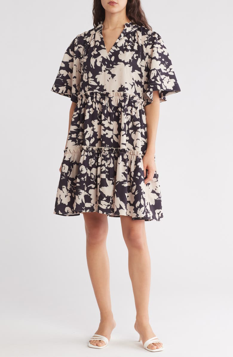 AREA STARS Pria Flutter Sleeve Tiered Dress, Main, color, 