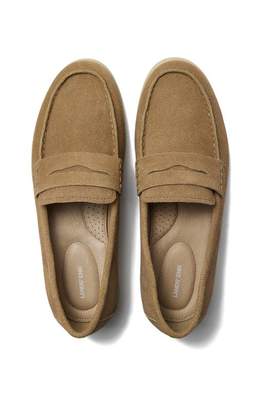 Lands' End Suede Penny Loafers In Desert Tan