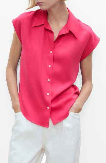 MANGO Cap Sleeve Button-Up Shirt