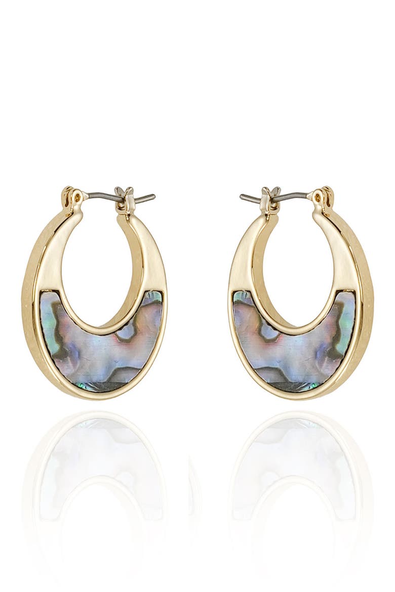 Abalone Inlay Hoop Earrings, Alternate, color, GOLD
