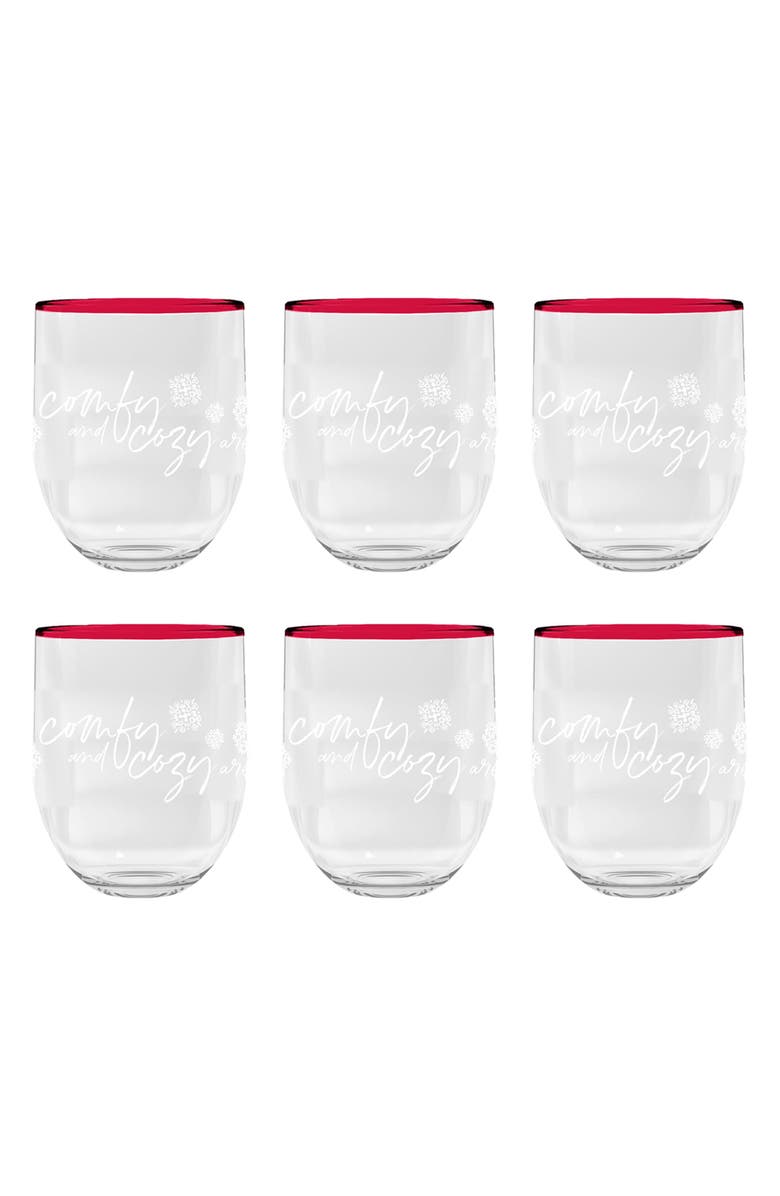 TarHong Holiday Set of 6 Stemless Wine Glasses, Alternate, color, 