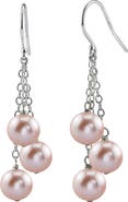 The Pearl Source 14K Gold Pink Freshwater Pearl Dangling Cluster Earrings
