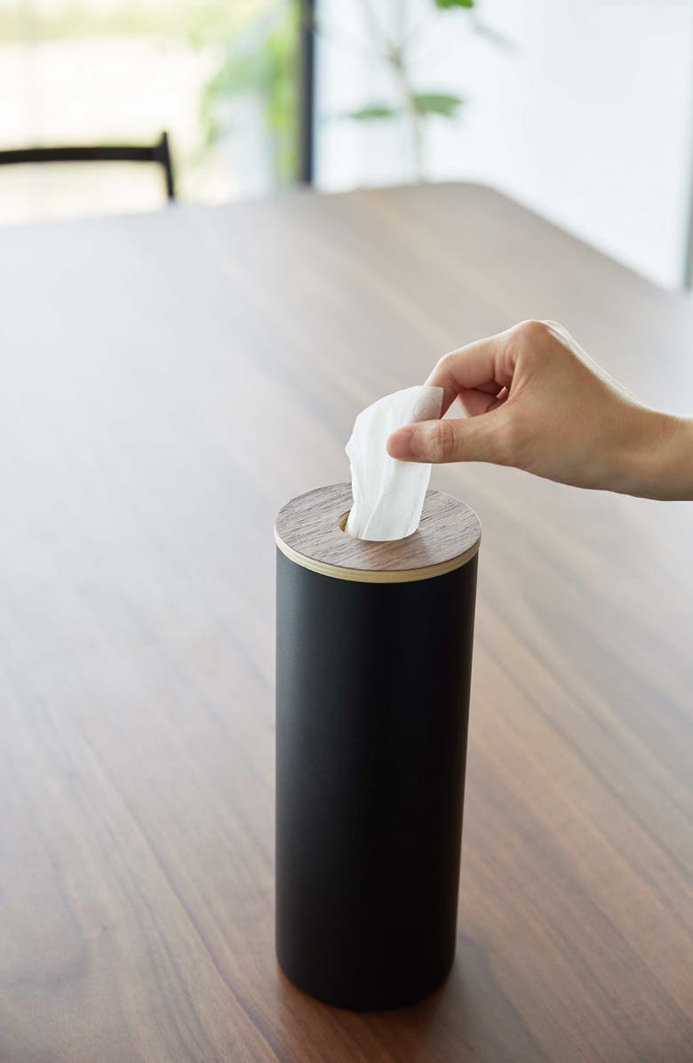 Yamazaki Large Round Tissue Case, Alternate, color, Walnut