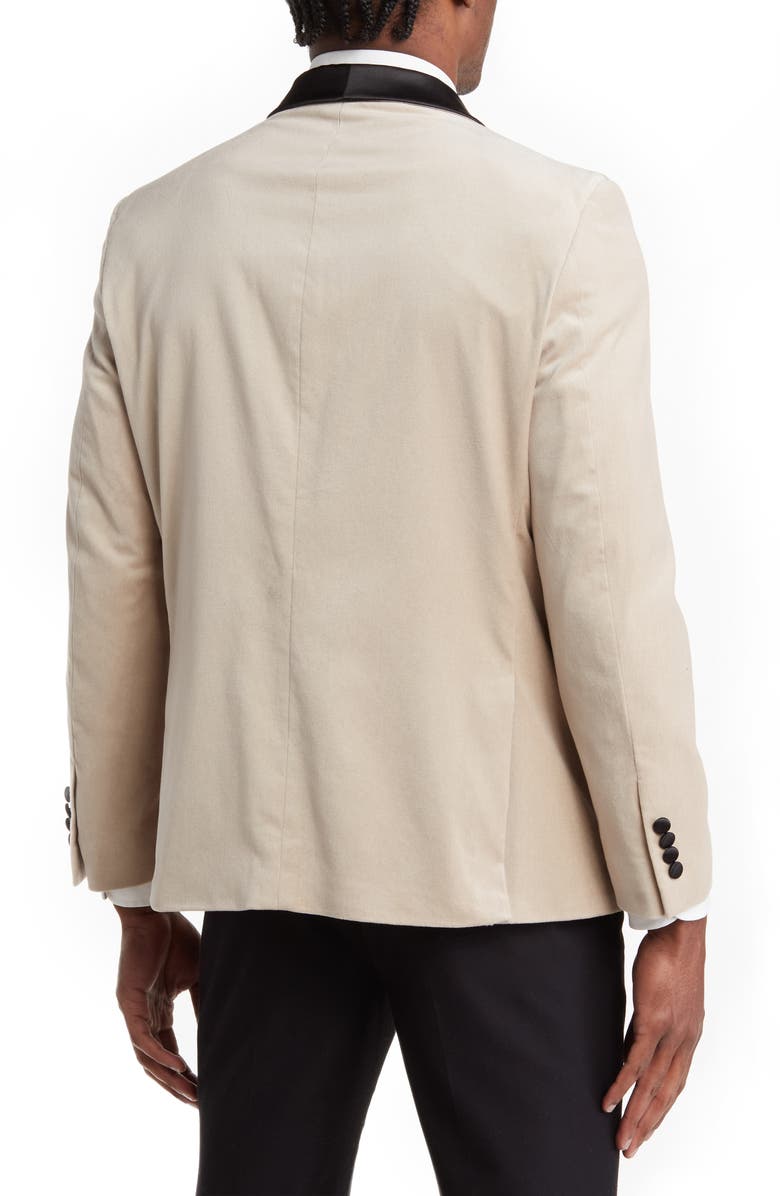 SAVILE ROW CO Satin Lapel Velvet Blazer, Alternate, color, Champagne