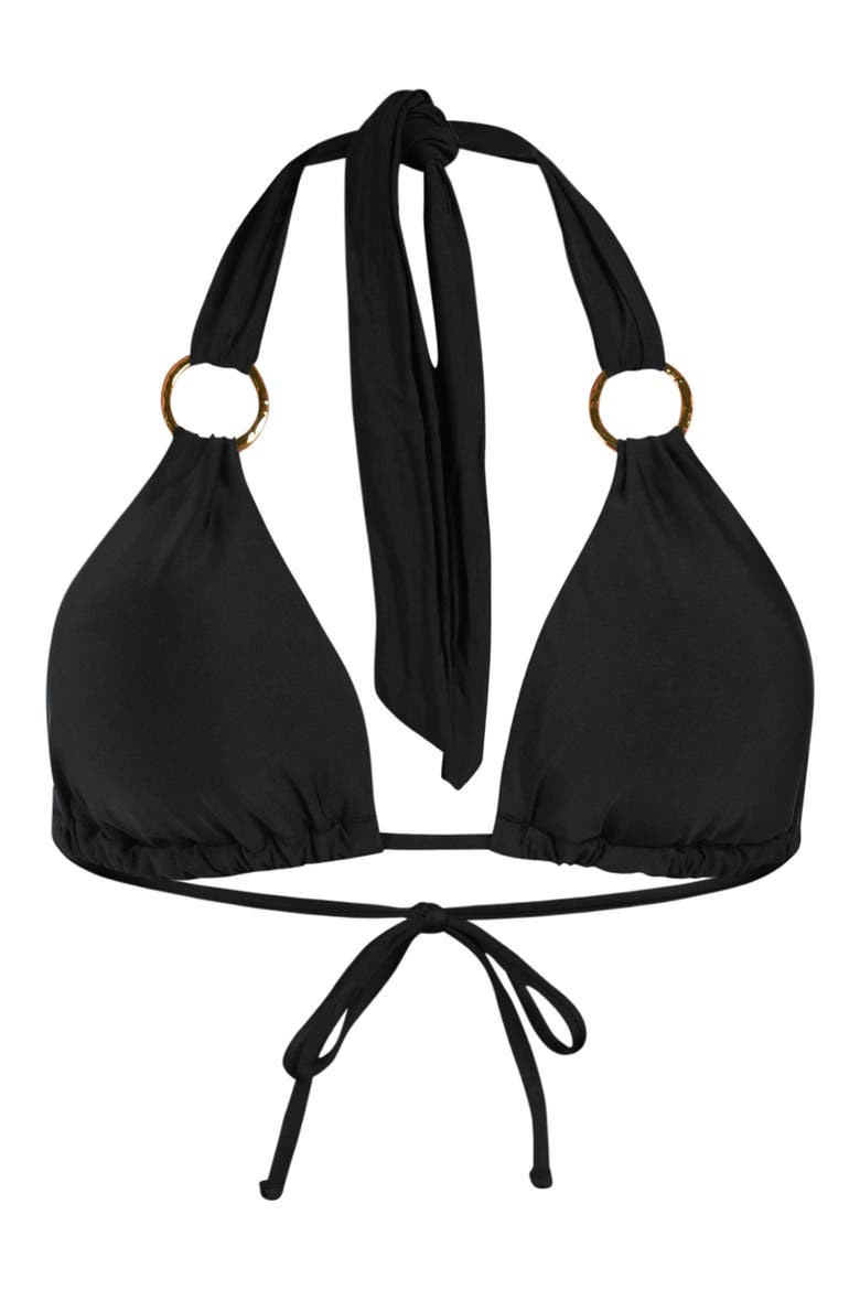 Solids Triangle Bikini Top, Alternate, color, BLACK