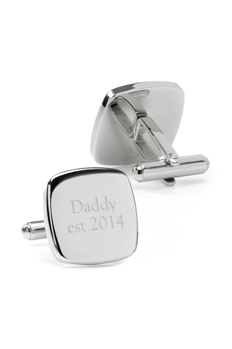 Daddy Est. Customizable Cufflinks, Alternate, color, SILVER
