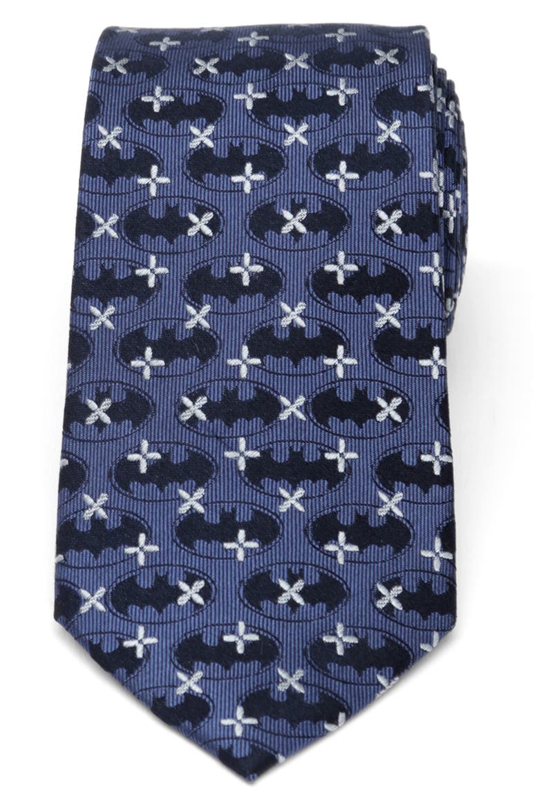 DC Comics Batman Blue Jacquard Cross Silk Tie, Main, color, NAVY