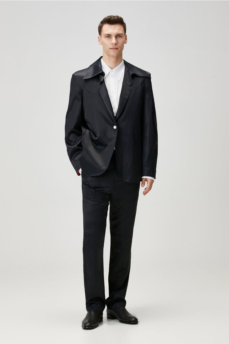 Linen & Cotton Blend Shiny Woven Regular Pant, Alternate, color, BLACK