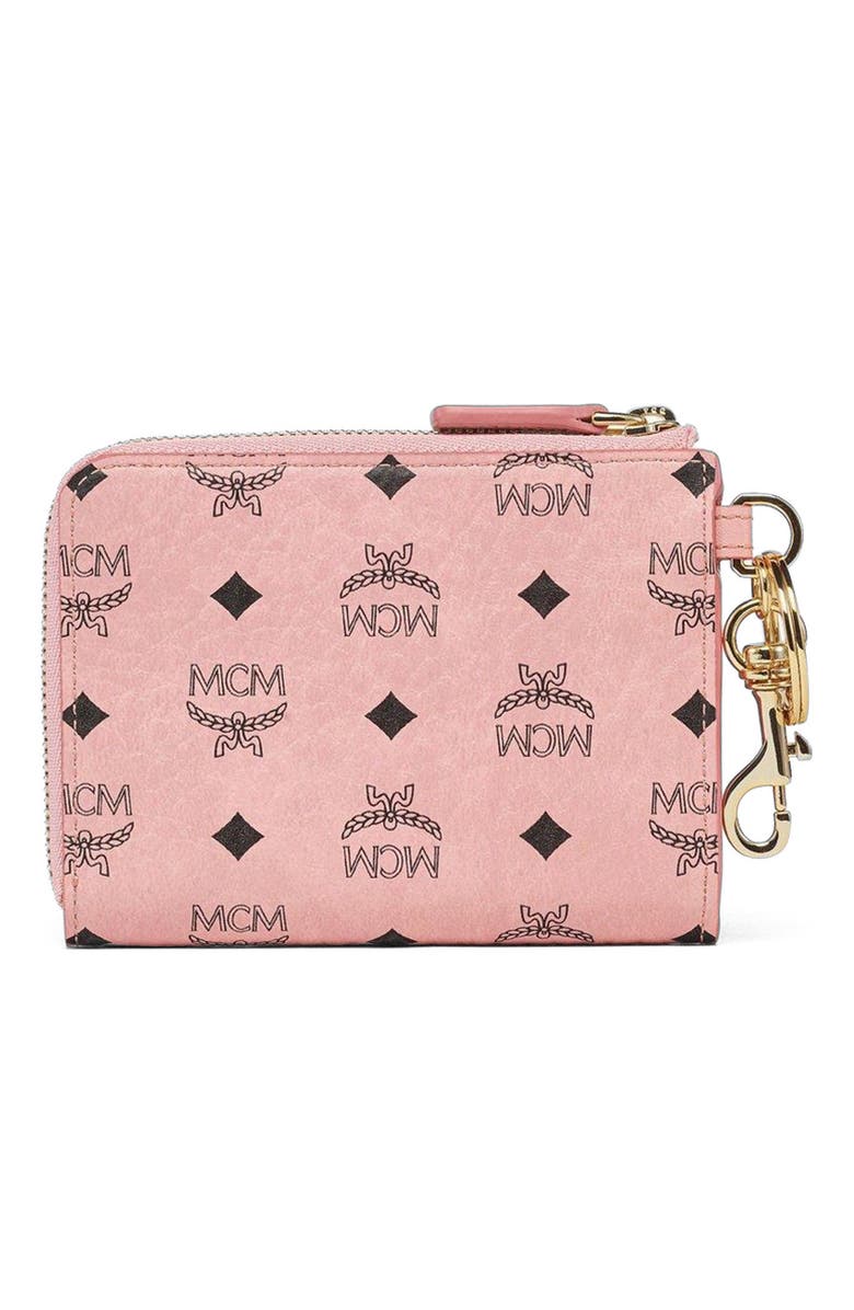 MCM Aren Card Pouch in Visetos, Alternate, color, Soft Pink