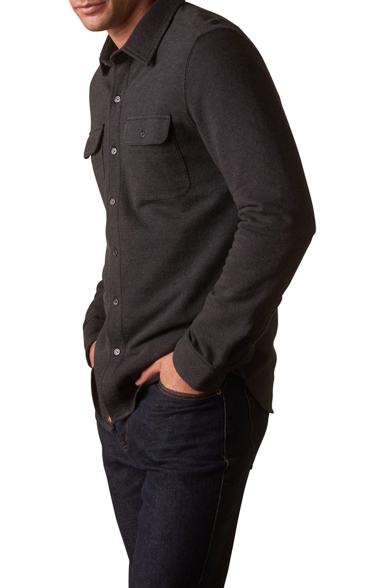 The Normal Brand Textured Knit Long Sleeve Button-Up Shirt, Alternate, color, Phantom