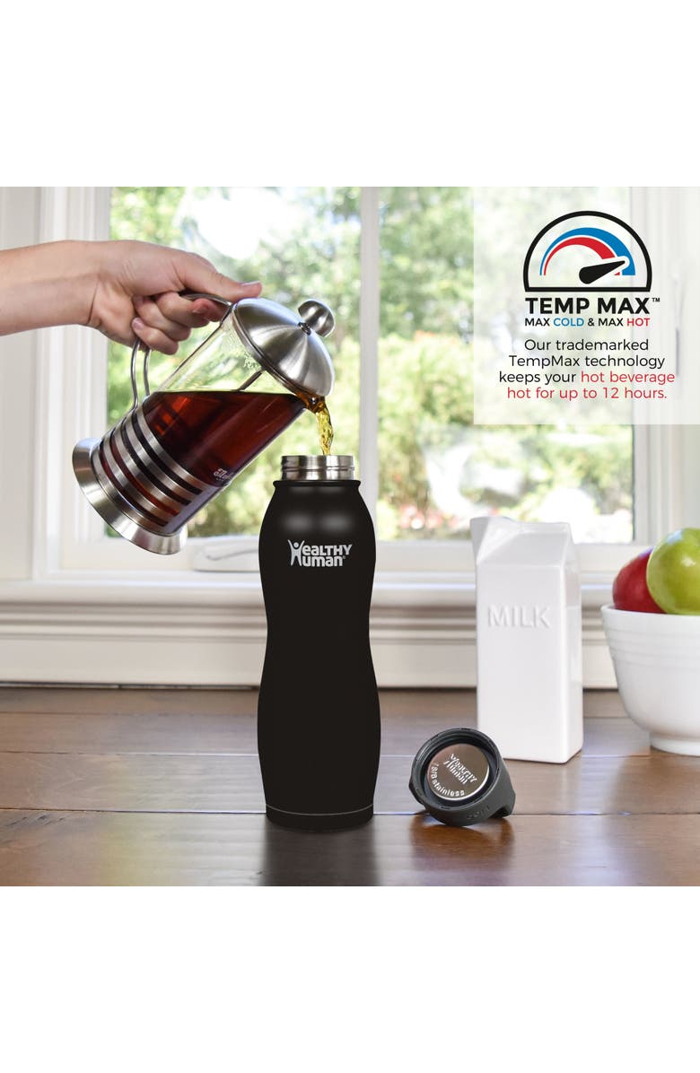 Healthy Human The Curve Water Bottle 21 oz, Alternate, color, Pure Black