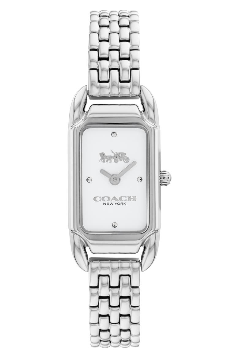 Cadie Rectangular Bracelet Watch, 17.5mm x 28.5mm, Main, color, SILVER WHITE