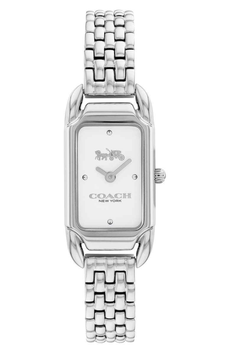 COACH Cadie Rectangular Bracelet Watch, 17.5mm x 28.5mm, Main, color, Silver White