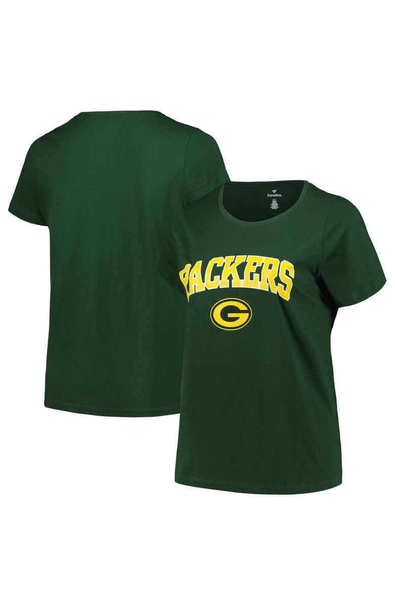 FANATICS Women's Fanatics Branded Green Green Bay Packers Plus Size Arch Over Logo T-Shirt, Main, color, 