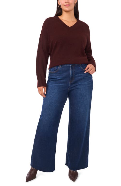 Vince Camuto Colorblock V-neck Sweater In Burgundy