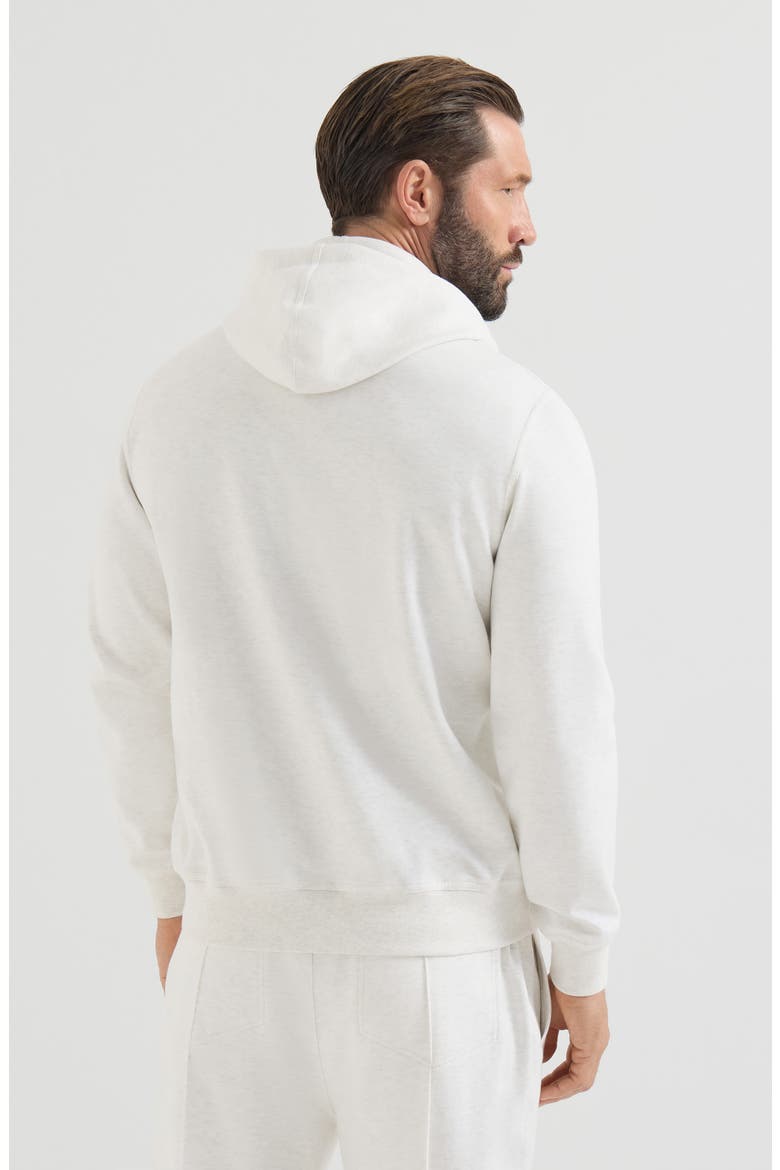 Techno cotton French terry double cloth hooded sweatshirt with zipper, Alternate, color, White