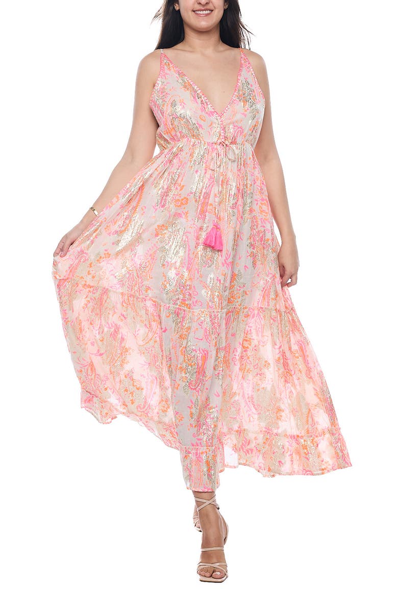 Tassel Cotton Maxi Sundress, Main, color, PINK