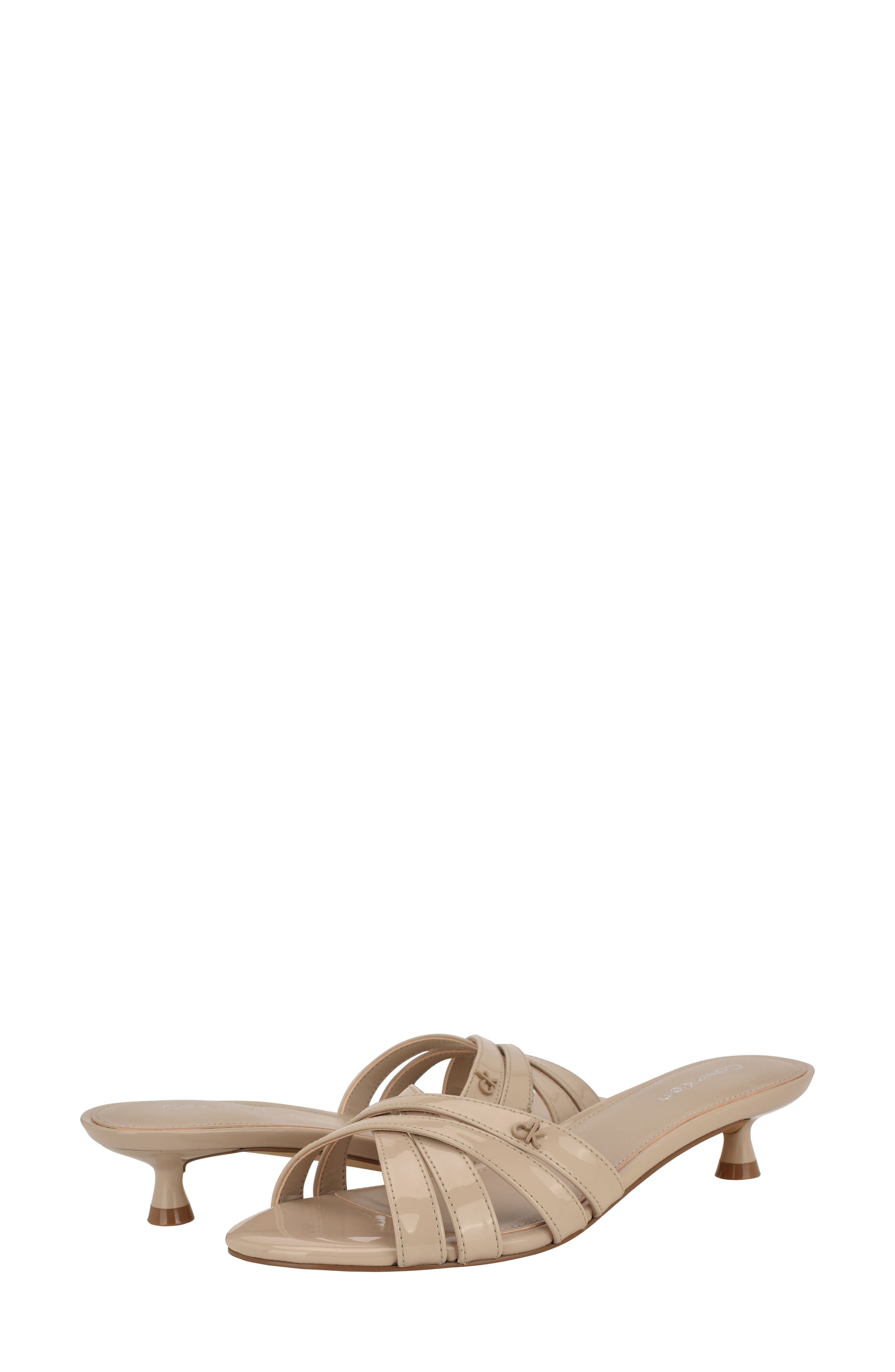 Calvin Klein Gabbie Kitten Heel Slide Sandal, Alternate, color, Taupe