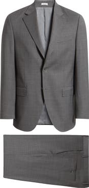 Peter Millar Flynn Classic Fit Grey Windowpane Check Wool Suit