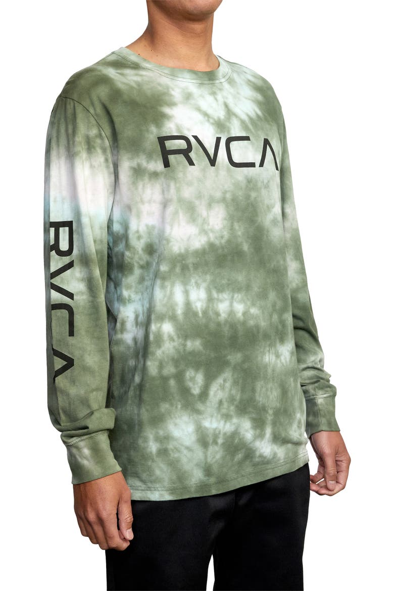 Big RVCA Tie Dye Long Sleeve Graphic Tee, Alternate, color, GREEN