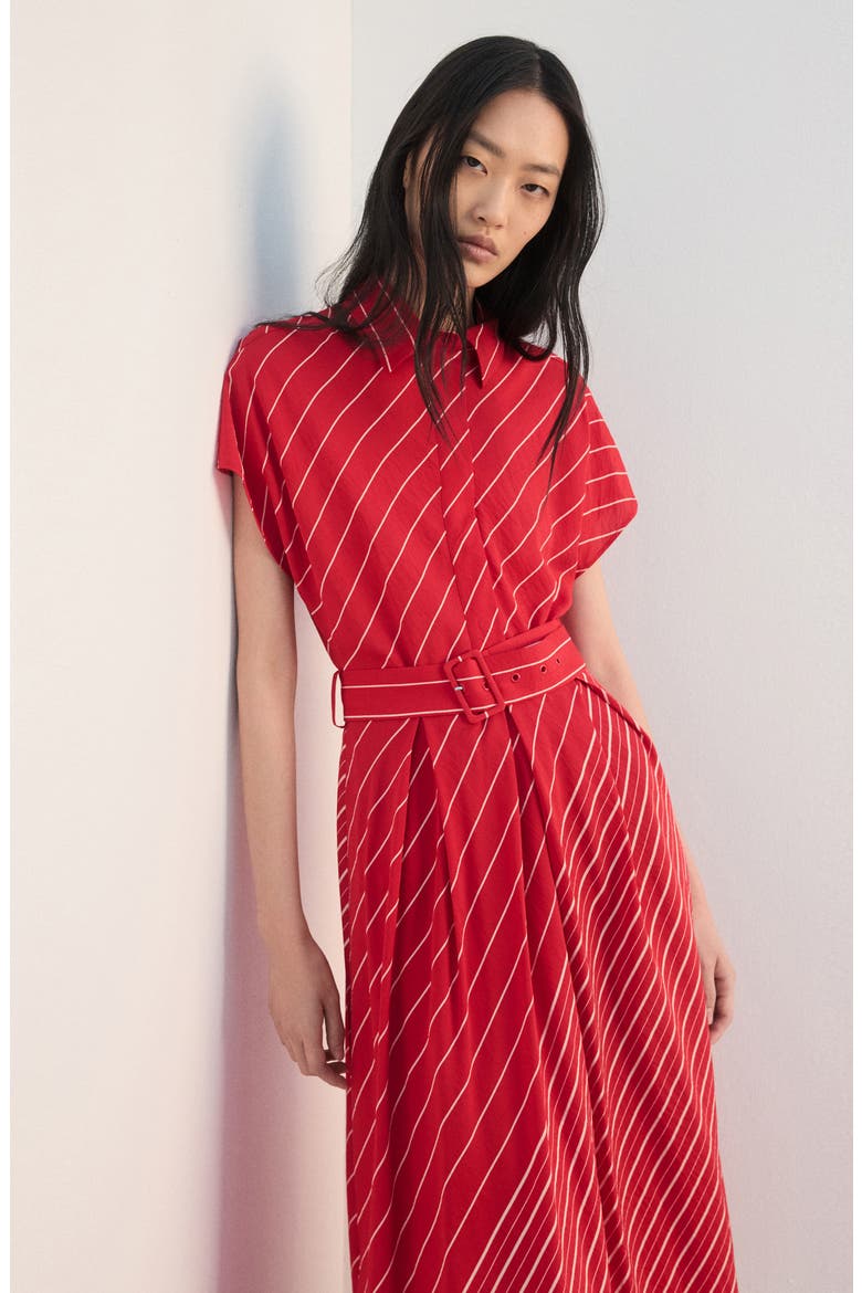 Stripe Midi Dress, Alternate, color, RED