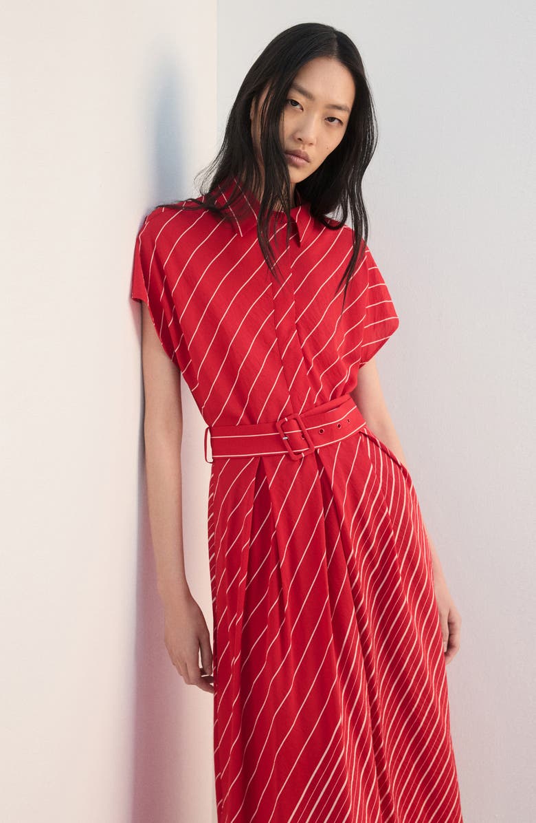 MANGO Stripe Midi Dress, Alternate, color, Red