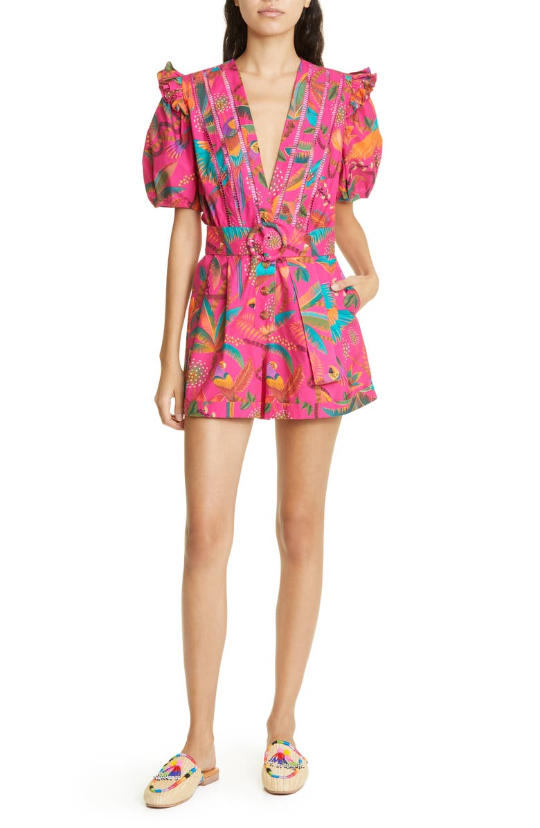 FARM Rio Macaw Party Belted Romper, Main, color, 