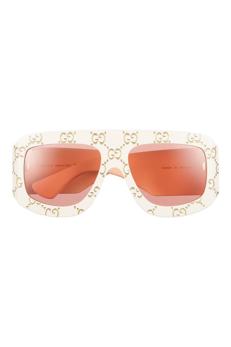 59mm Shield Wrap Sunglasses, Main, color, IVORY ORANGE