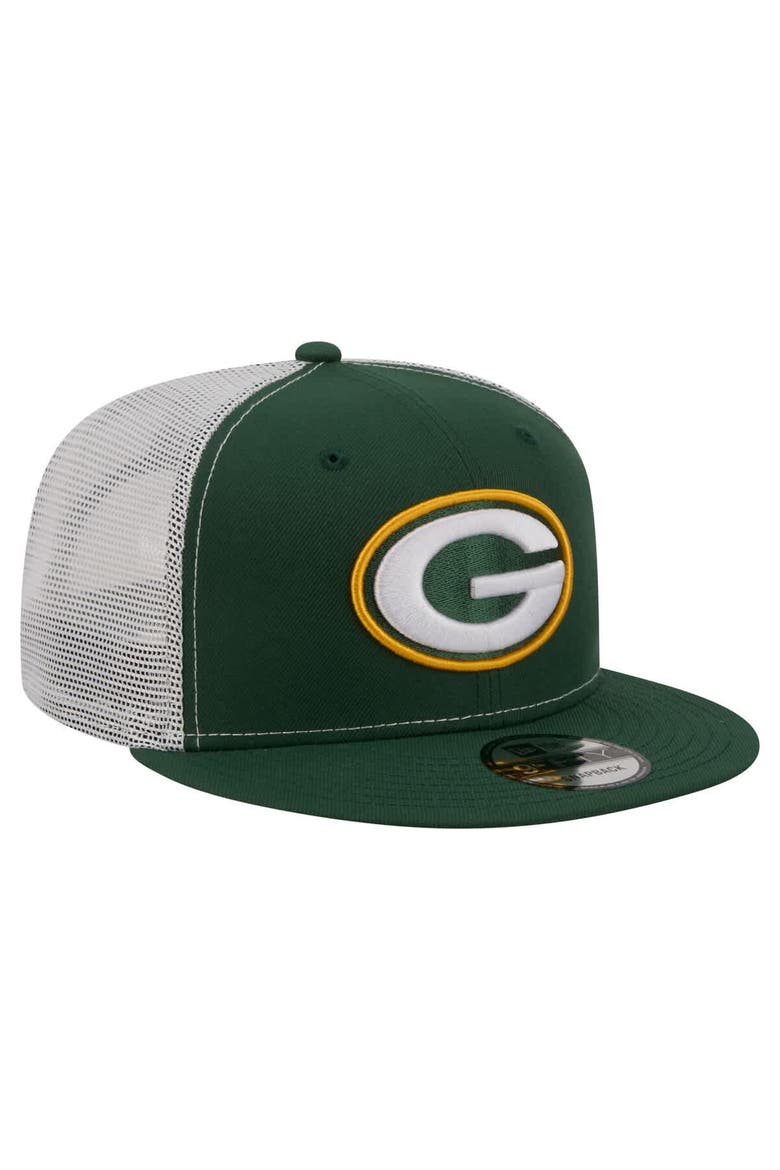 Men's New Era  Green Green Bay Packers Core Team 9FIFTY Trucker Snapback Hat, Alternate, color, Green