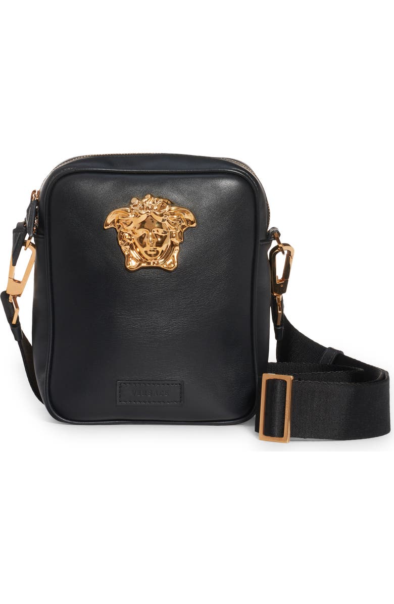 Versace Mini La Medusa Leather Crossbody Bag, Main, color,