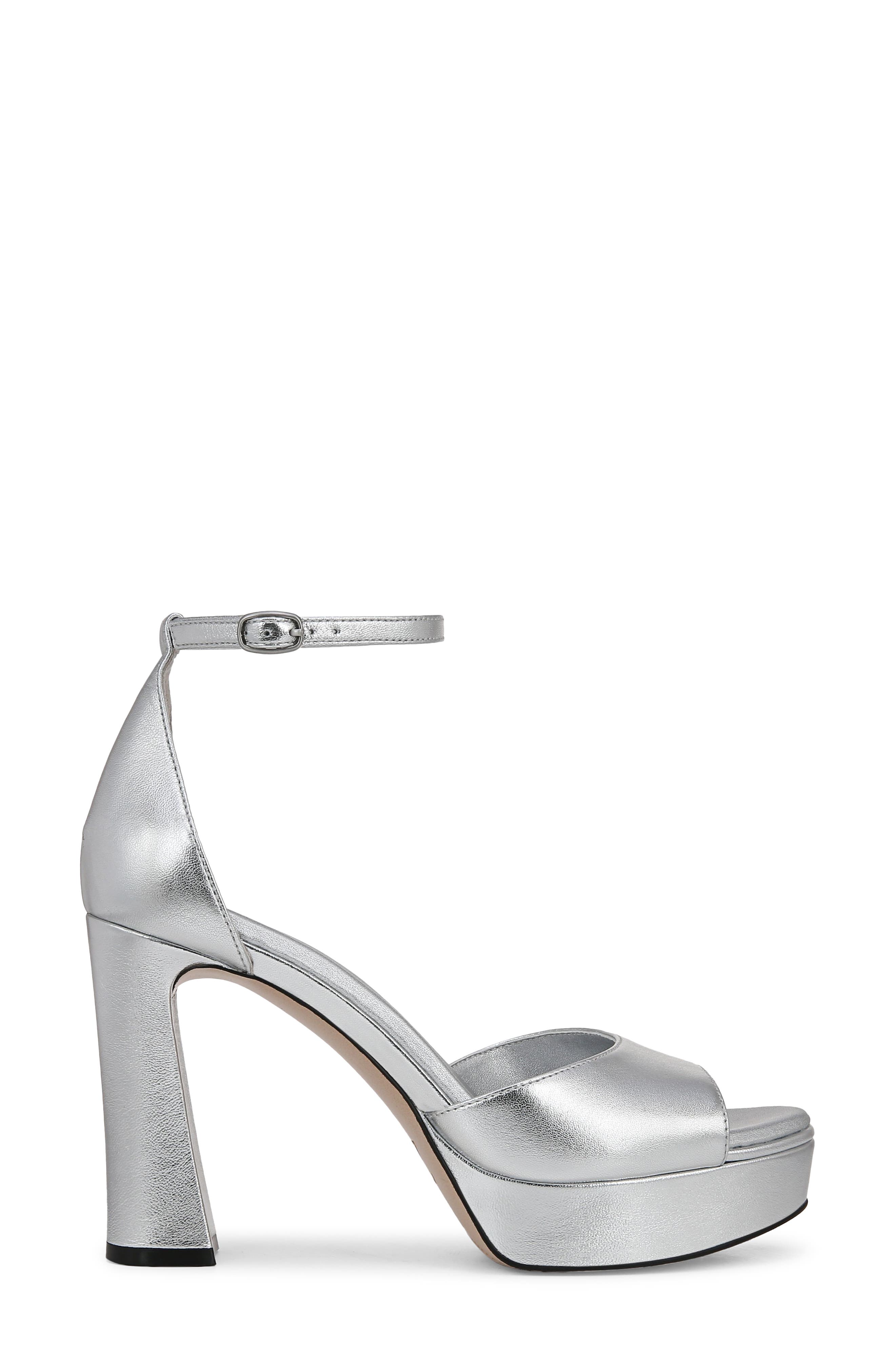 Delphie Ankle Strap Platform Sandal, Alternate, color, SILVER