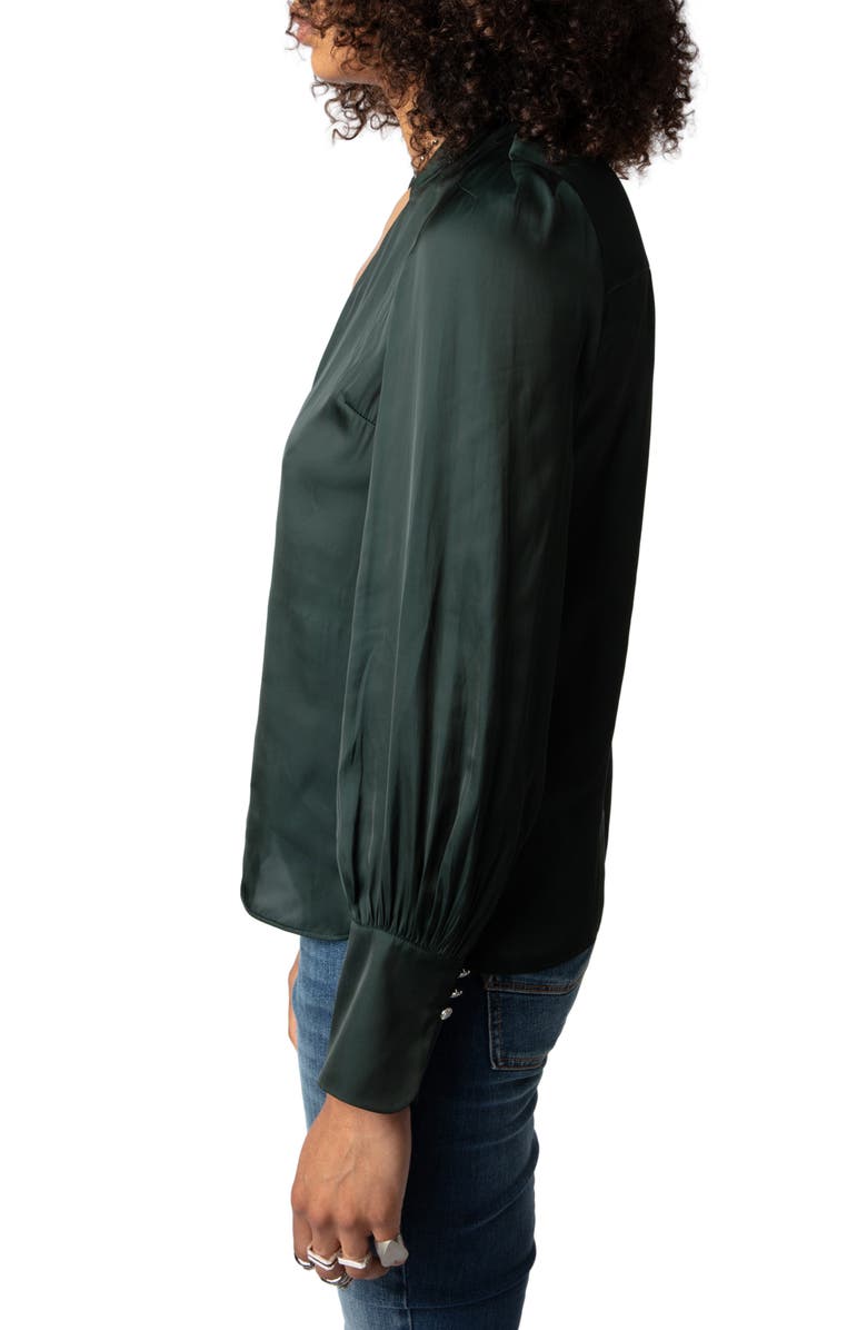 Zadig & Voltaire Tinous V-Neck Satin Shirt, Alternate, color, 