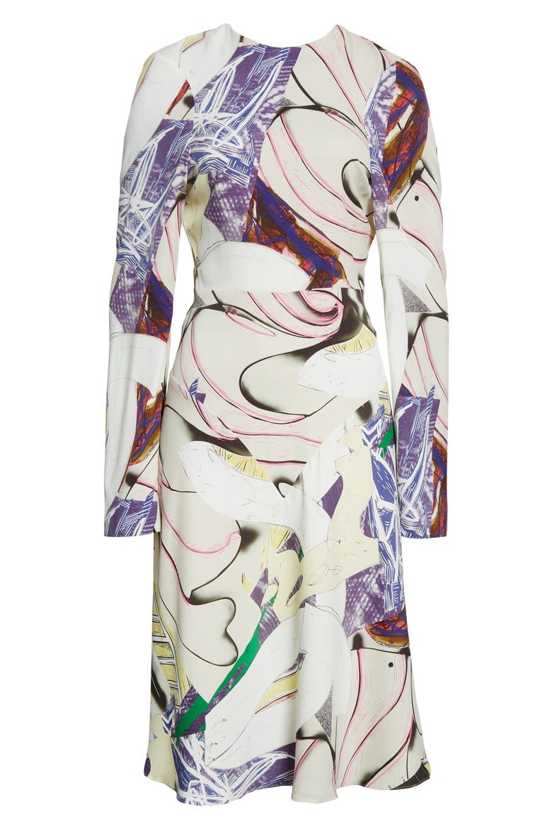 Ahab Abstract Print Long Sleeve Midi Dress, Alternate, color, MULTICOLOR