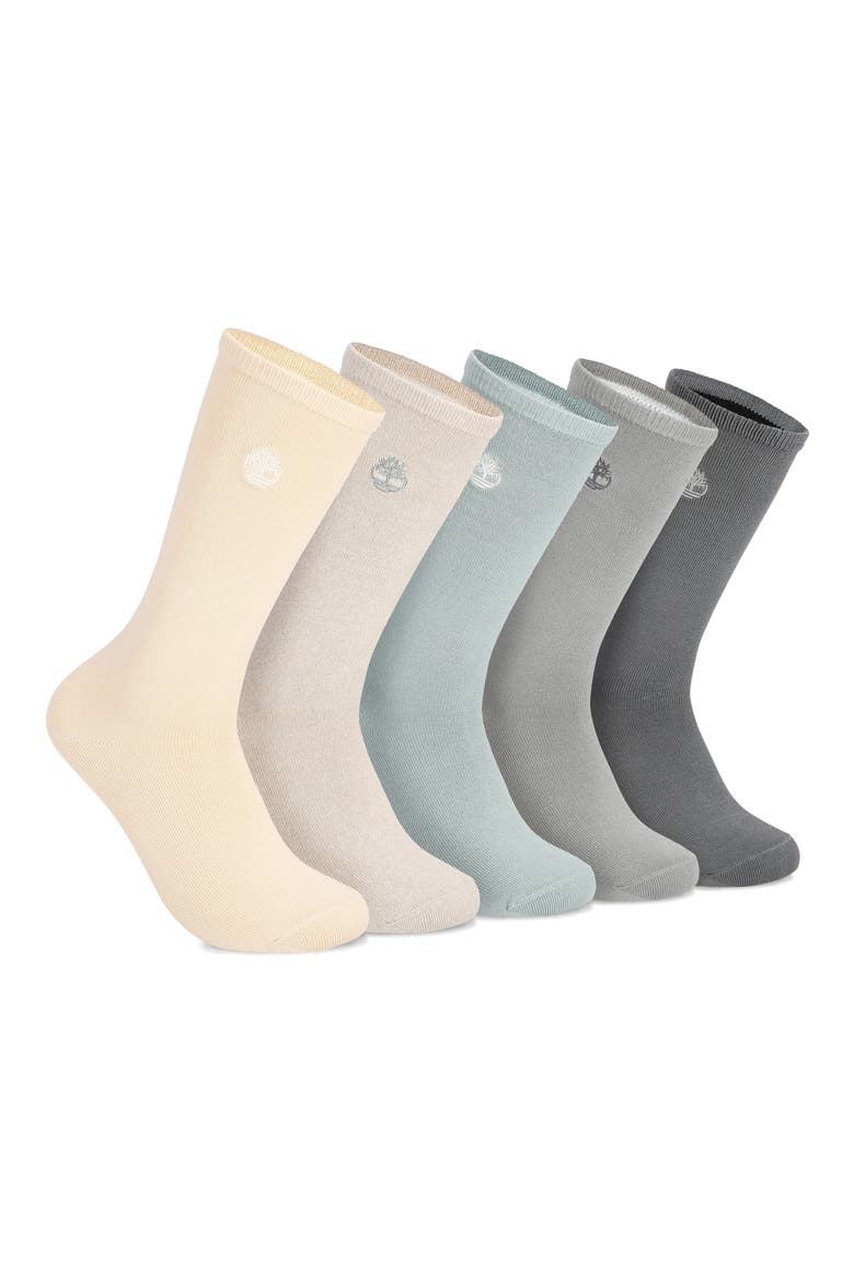 Super Soft Assorted Pack of 5 Crew Socks, Main, color, SILVER BLUE ASSORTED