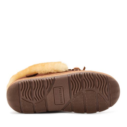 Dearfoams Fireside Gladstone Genuine Shearling Moccasin With Stitching In Animal Print