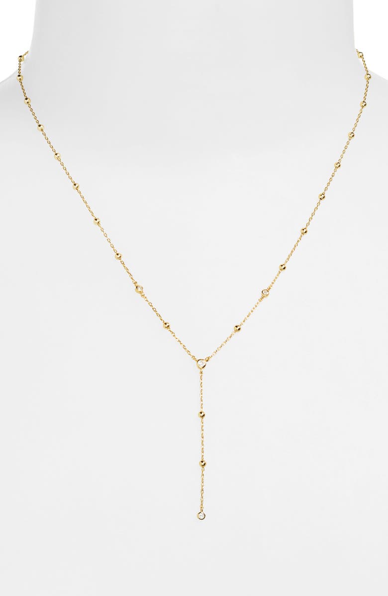 Argento Vivo Sterling Silver Cubic Zirconia Station Y-Necklace, Alternate, color, Gold