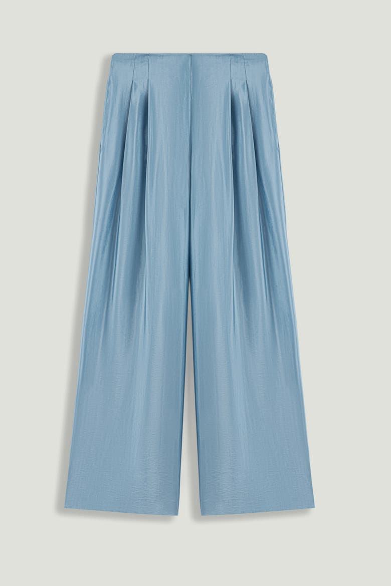 Wide Leg Pleat Front Trousers, Alternate, color, Blue