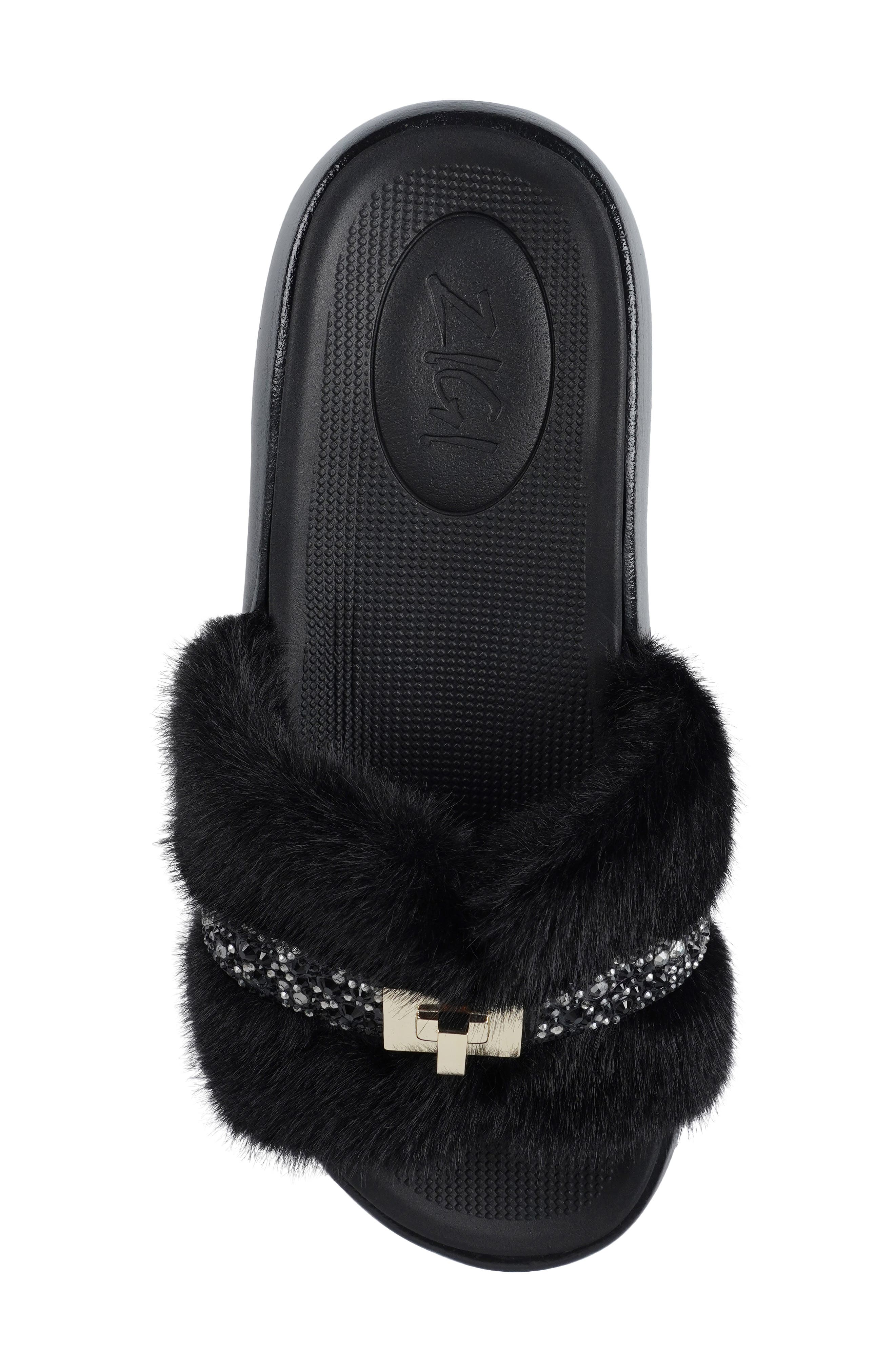 ZIGI Finley Faux Fur Platform Sandal, Alternate, color, Black