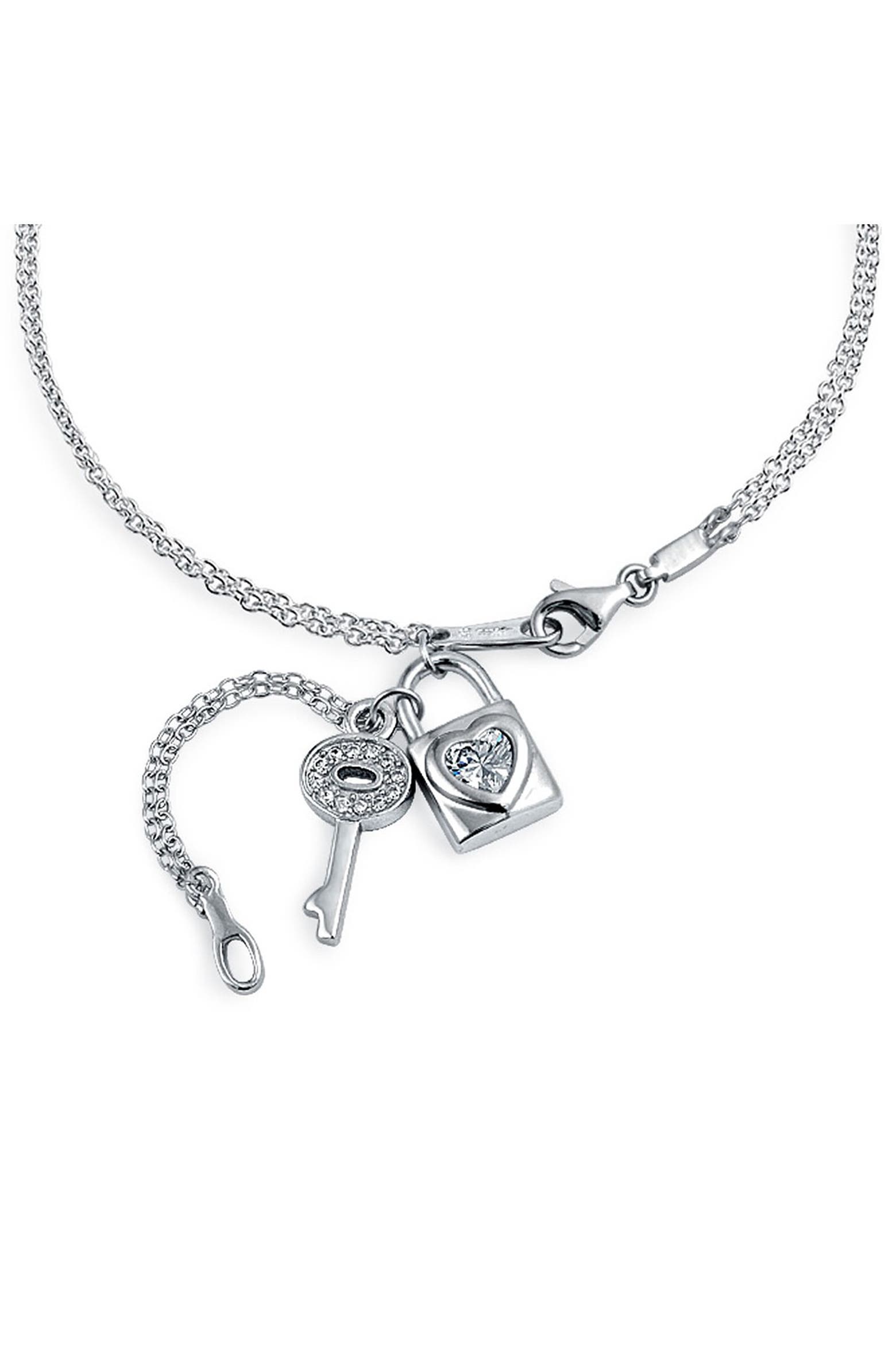 Sterling Silver Lock It Up CZ Anklet (Women) | Nordstromrack