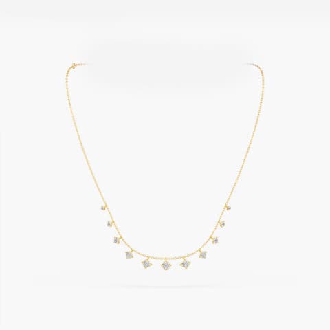 Starlight Graduated Fringe Lab Diamond Necklace in 14K