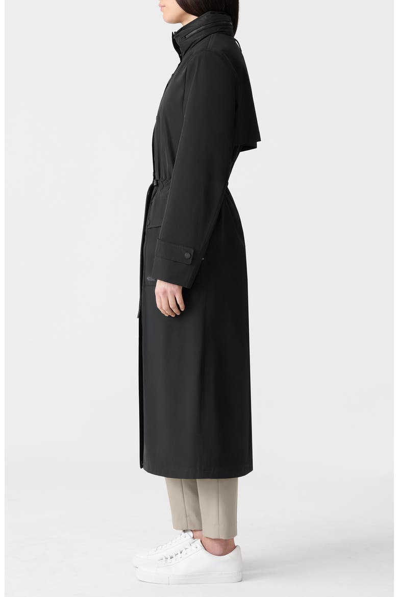 Magdalena Water Repellent Raincoat with Stowaway Hood, Alternate, color, BLACK