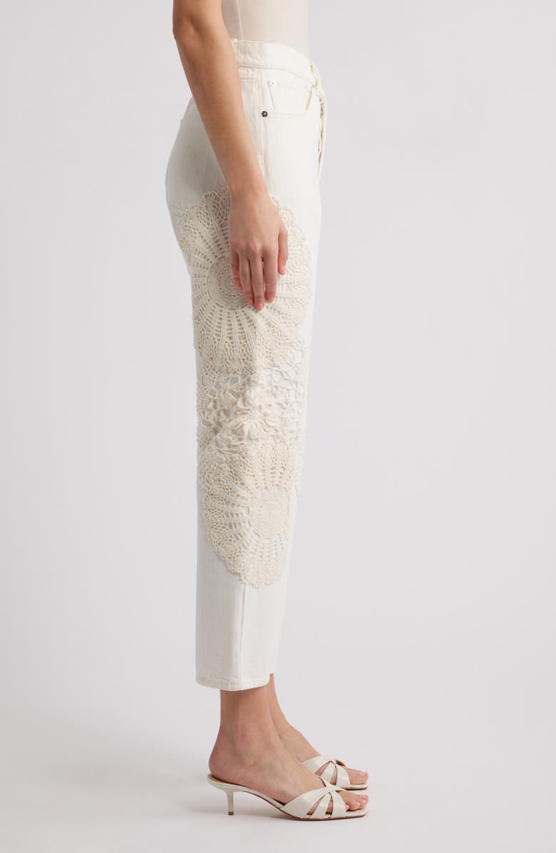 FRAME The Vertical Crochet High Waist Crop Relaxed Straight Leg Jeans, Alternate, color, Au Natural Clean