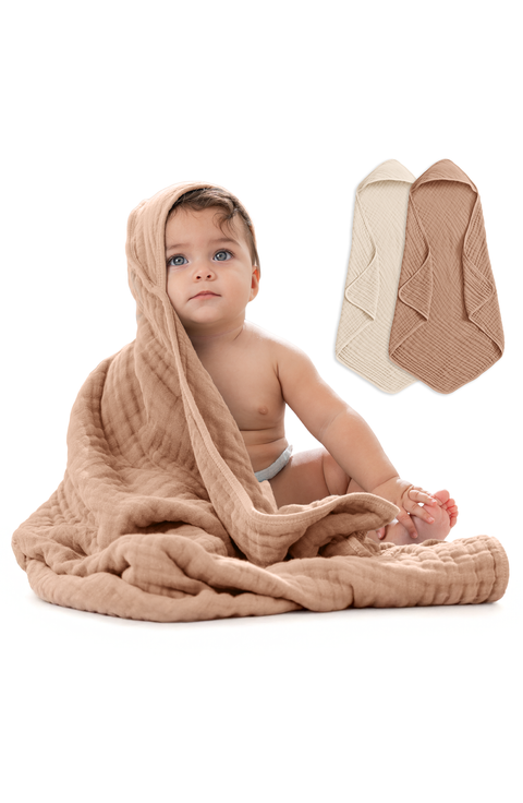 Hooded Baby Towels - 6 Layers, Pack of 2