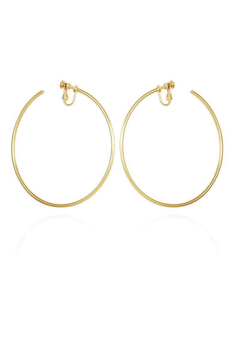 Vince Camuto Large Clip-On Hoop Earrings, Main, color, 14K Gold Plated