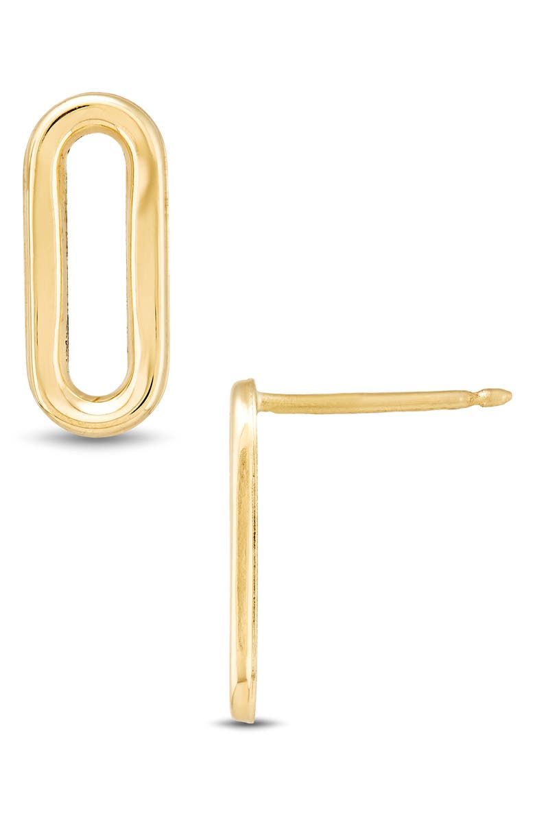 Frankie & Zoe Small Paper Clip Stud Earrings, Alternate, color, Yellow Gold