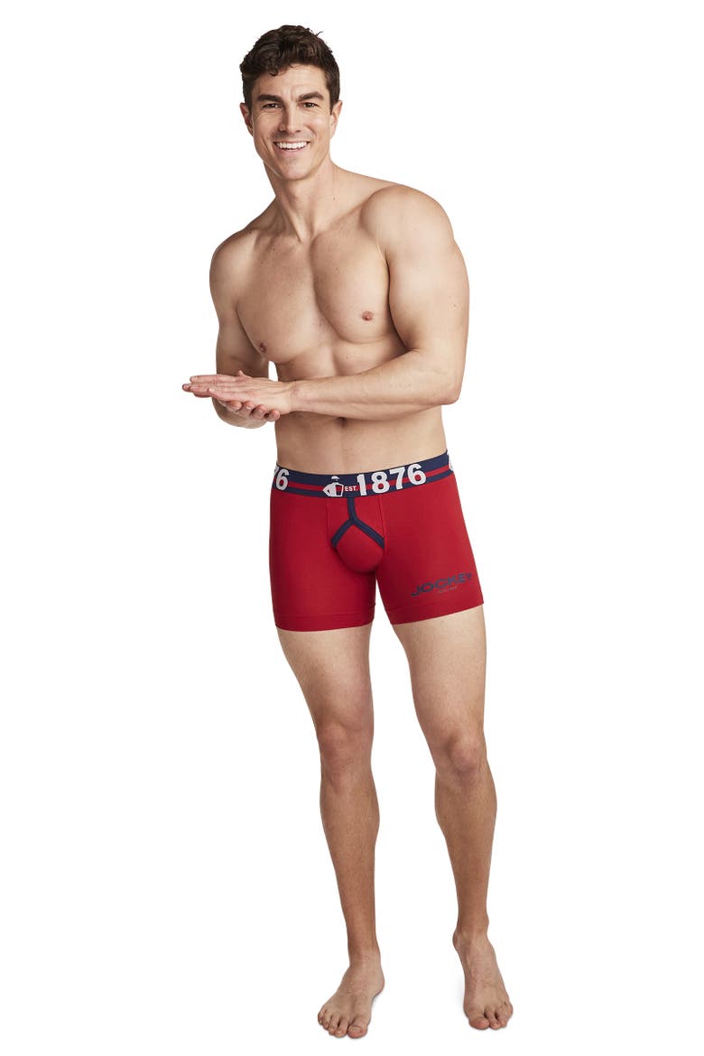 Men's 1876 Collection Cotton Stretch 5.5" Boxer Brief, Alternate, color, 1876 Vivid Red