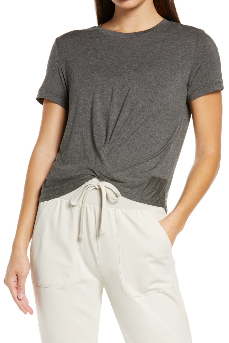 Peaceful Twist T-Shirt, Main, color, GREY MEDIUM CHARCOAL HEATHER